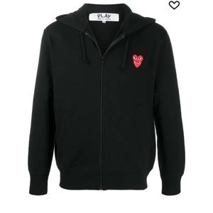 Comme des garçons play heart embroidered zip up hoodie
